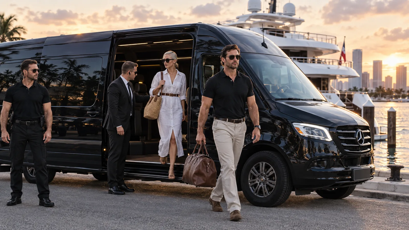 Mercedes-Benz Sprinter Executive Shuttle chauffeured vehicle in Miami — FSO Guard fleet