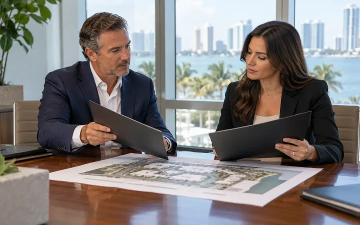 Property owner and consultant comparing security proposals